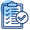 Icon of a clipboard checklist with a checkmark badge, representing completed compliance tasks