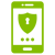 cell phone with a shield and lock icon on the screen