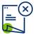 Illustration of a document with a folded corner and a cancellation symbol indicating rejection or deletion