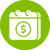 calendar with a money icon in the middle