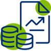 Illustration of financial data with charts, coins, and a tablet, symbolizing budgeting and investment analysis.