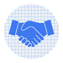 Handshake icon representing trusted partnership between payroll providers, banks, CPA firms, private equity, and franchise businesses