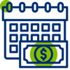 A calendar page with a dollar bill, symbolizing financial planning and payment schedules.